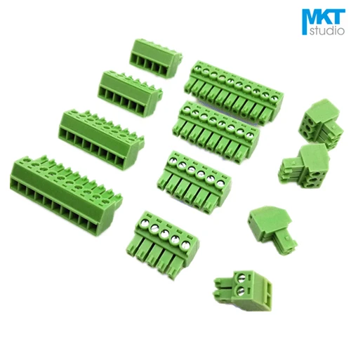

10Pcs Sample 3.5mm Pitch Right Angle Pin Female Pluggable Screw Terminal Block 2P 3P 4P