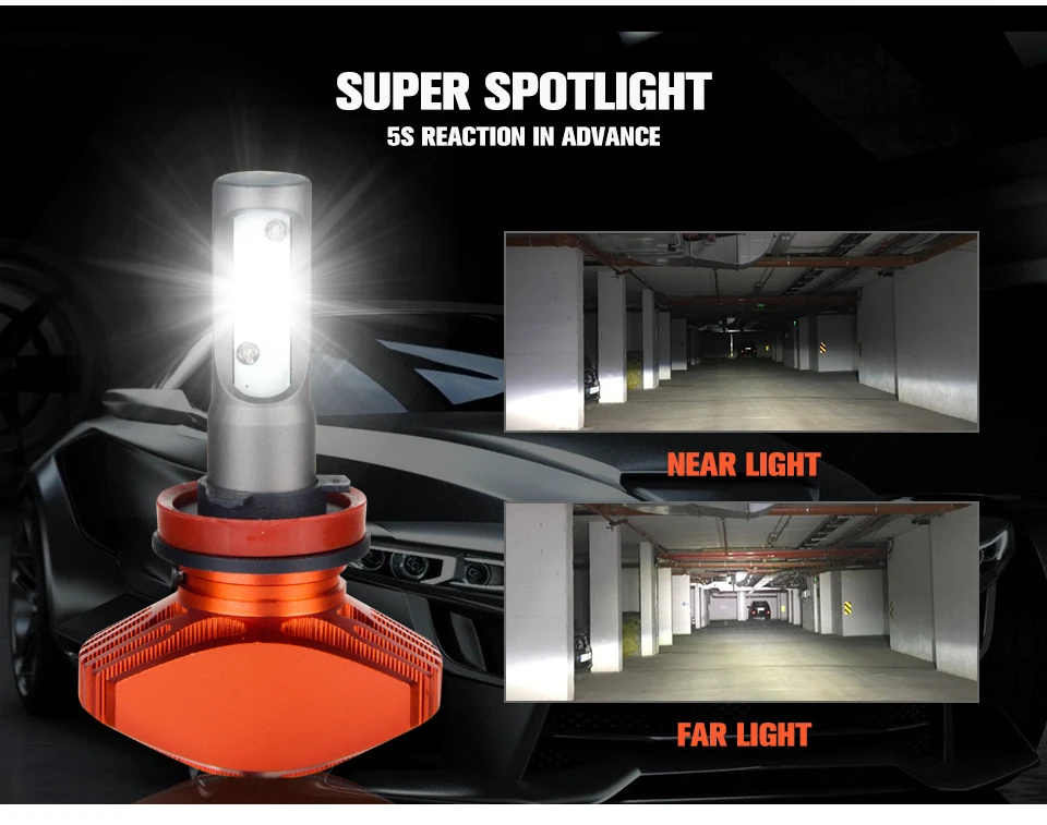 Aceersun CSP 80W H11 H9 H8 single Beam Fanless LED Headlight Bulbs 12000LM 6500K 12v 24v Auto Led Headlamp Fog Lamp for Toyota (6)