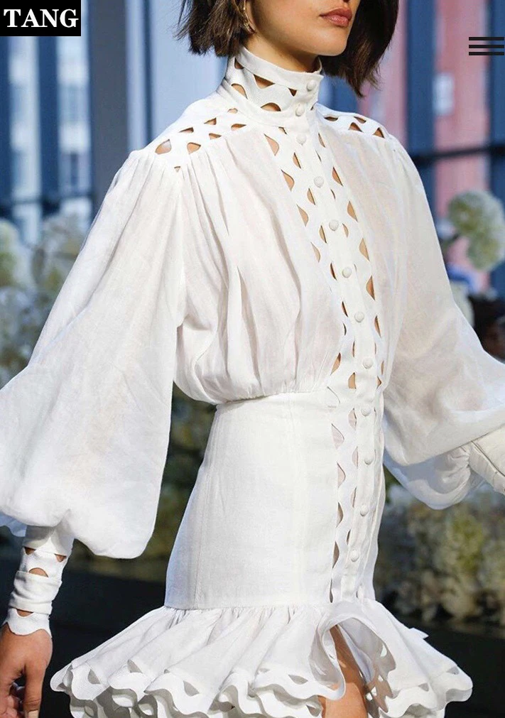 

Tang Summer Dress 2019 long sleeve Solid White Sweet Women Cross Drawstring Mini Dress Vocation Beach Sexy Lace Dress