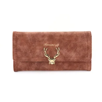 

8PCS / LOT Women Long Wallets Fashion Deer Head Lady Clutch Wallet 3 Folds Multifunction Coin Purse Handbag Women's Purse