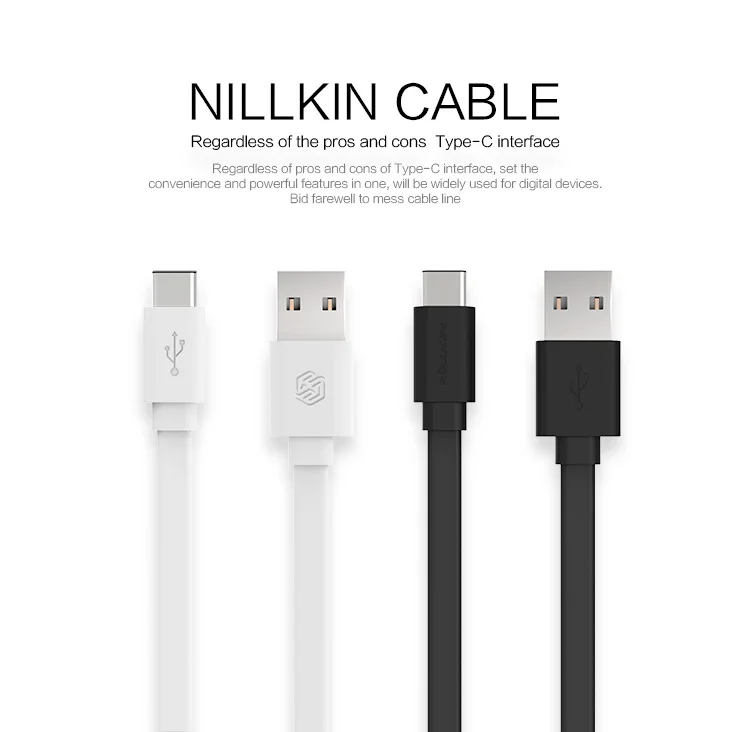 

Nillkin universal flat Type C cable USB 2.0 date cable 120cm 5V 2A quick charge cable for zuk z1,z2 oneplus 3 two nexus 6p 5x