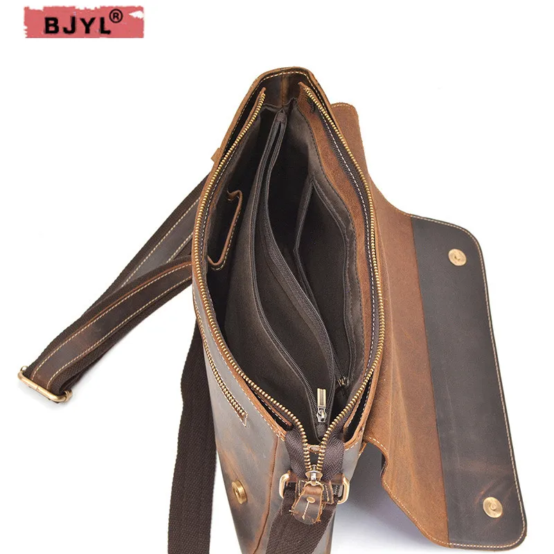 Rabat Boucle Cuir Véritable Hommes Portable Porte Brown Crazy De documents En Bjyl D'épaule Rétro Bandoulière Ordinateur Messenger Horse Sac gb76fy