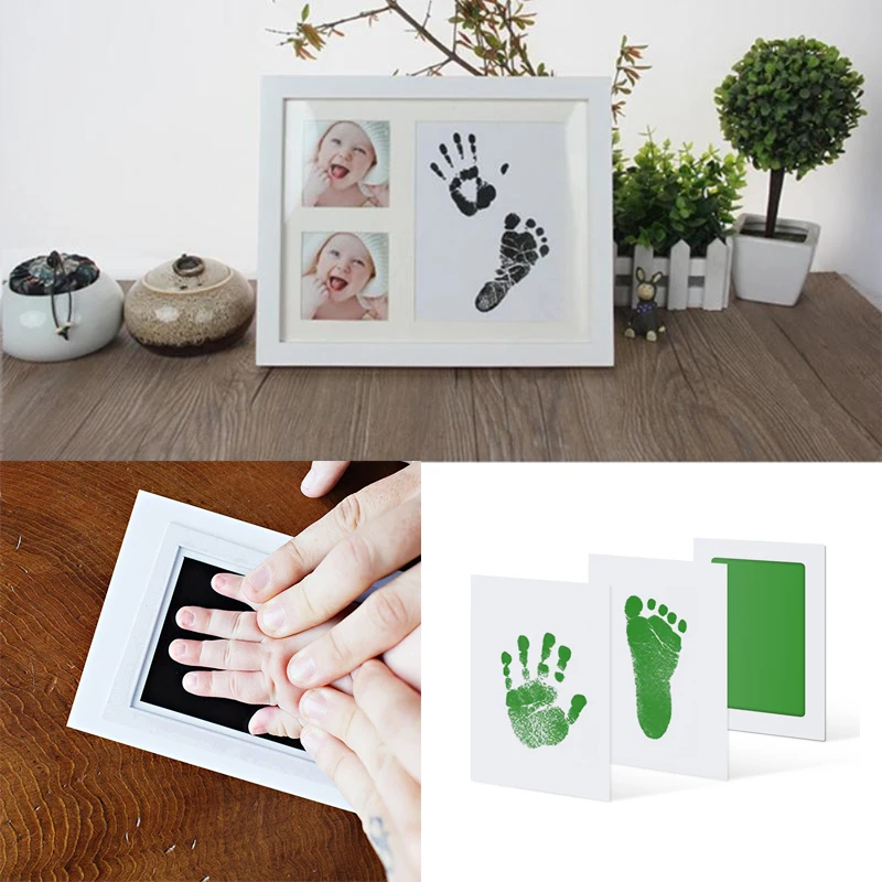 

Baby footprint Non-Toxic Photo frame DIY Handprint Footprint Imprint Kit Baby Souvenirs Casting Clay Print Newborn Ink Pad Toys