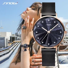 SINOBI Женские часы с 3D принтом звезды небо циферблат Роскошные Кварцевые часы женские стиль браслет на магнитной застежке Reloj Mujer