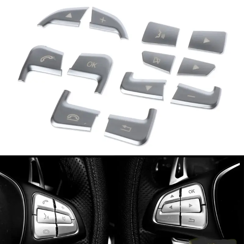 

12pcs/set Steering Wheel Button Sticker Decal Decorative Covers For Mercedes Benz GLC C Class A B GLA CLA CLS GLE GLS GLK