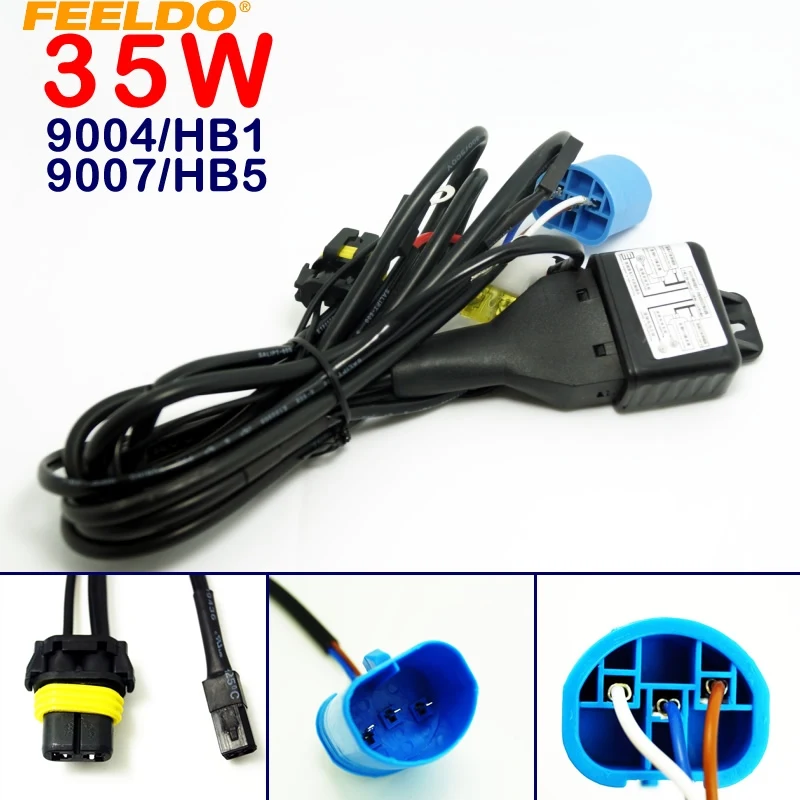 

FEELDO 1Pc 12V 35W 9004/HB1/9007/HB5 Hi/Lo Beam Bi-xenon Relay Harness For HID Conversion Kit