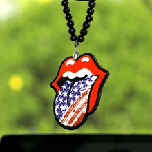 Автомобиль кулон Флаг США язык красные губы хип хоп рок группа значок язык из акрила JDM автомобилей висячие Бисер для вышивания ожерелье
