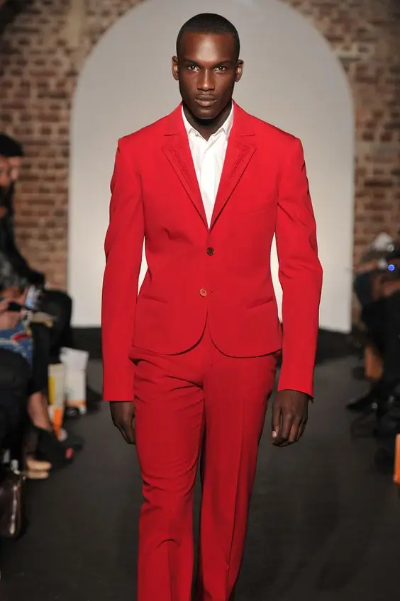 Fashion Red Man Suit Slim Fit Groom Tuxedos Custom Made font b Mens b font Wedding