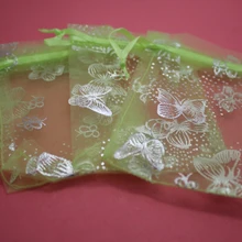 100 шт./лот фрукты зеленый серебряный Бабочка из органзы Сумки 13x18 см Jewelry Чехлы ювелирные изделия Упаковка Drawable