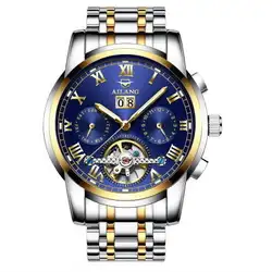 AILANG лучший бренд класса люкс мужские Tourbillon механические наручные часы Автоматический Скелет Бизнес Дата Часы relogio masculino