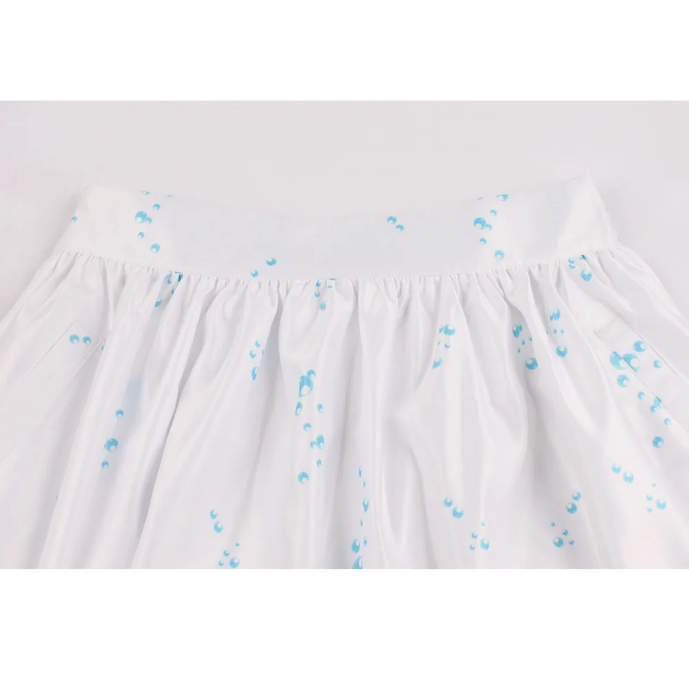 Women Fashion Fish Print Midi Skirts Jellyfish Retro Vintage Pleated Rockabilly Swing Skirt High Waist Casual A Line Skater Saia Skirts