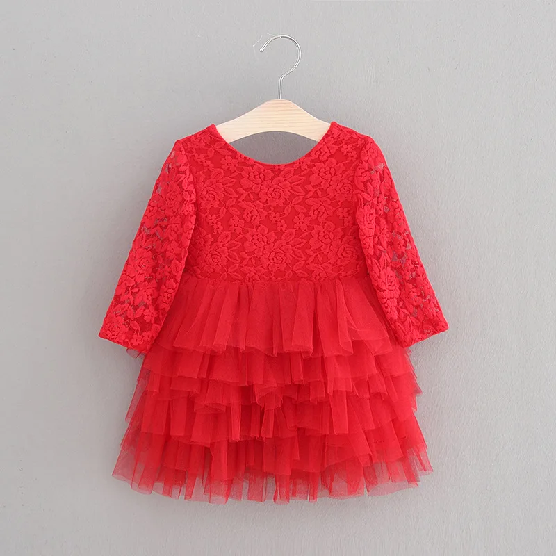 Малыш Штаны для девочек с рождественским изображением бальное платье, платье принцессы оборками красного цвета Кружево отделкой вышитым тюлем Платья для вечеринок