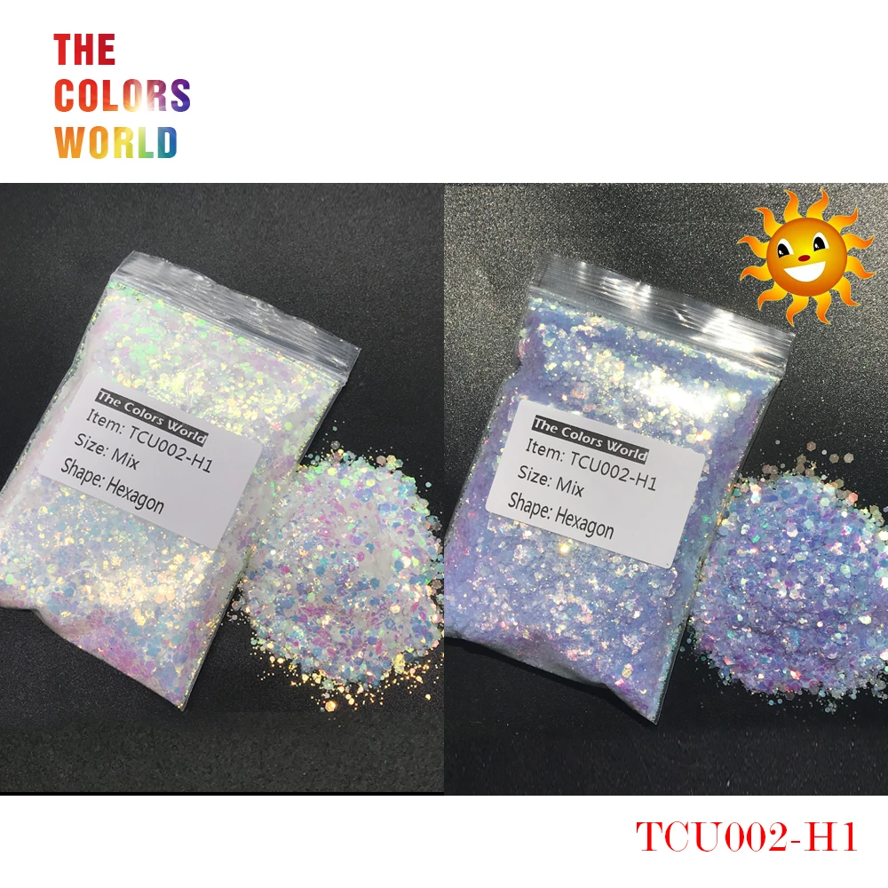 TCT-240 UV Glitter Ultraviolet Light Hexagon Shape Mix Size Nail Glitter Nail Decorations Nail Gel Makeup DIY Henna Accessorie