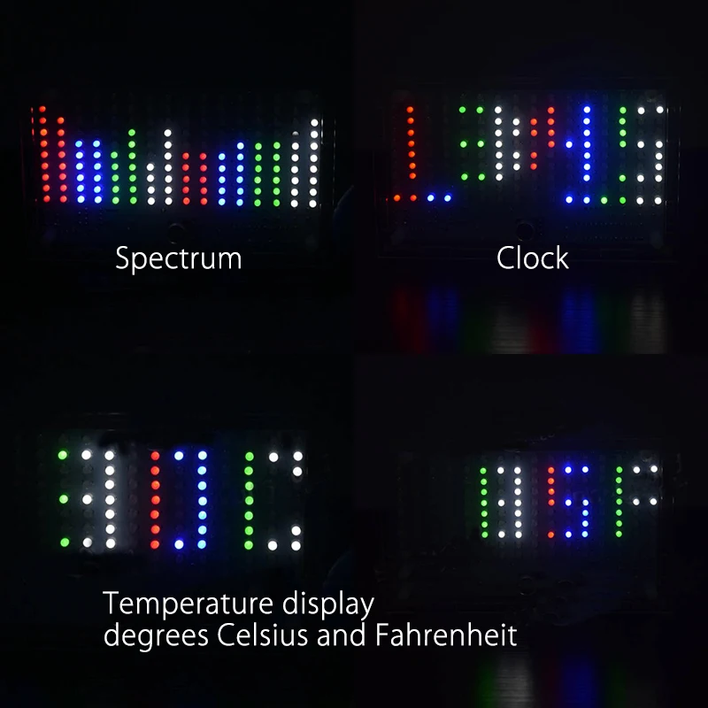 DIY FFT1625 цифровые часы музыкальный спектр электронный комплект с температурным дисплеем с корпусом