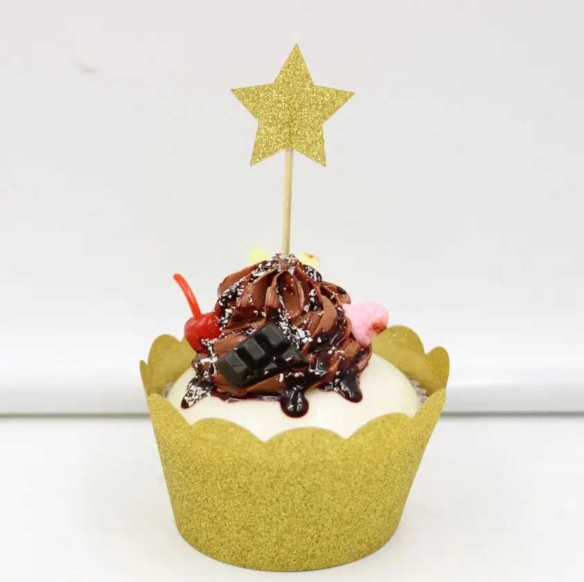 Gold-Glitter-Moon-Star-Treat-Picks-Cupcake-Toppers-Picks-Baby-Shower-Decor