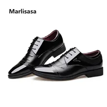 Marlisasa zapatos hombre Мужская мода высокое качество коричневые деловые туфли мужские повседневные Черные свадебные туфли из искусственной кожи обувь F2934