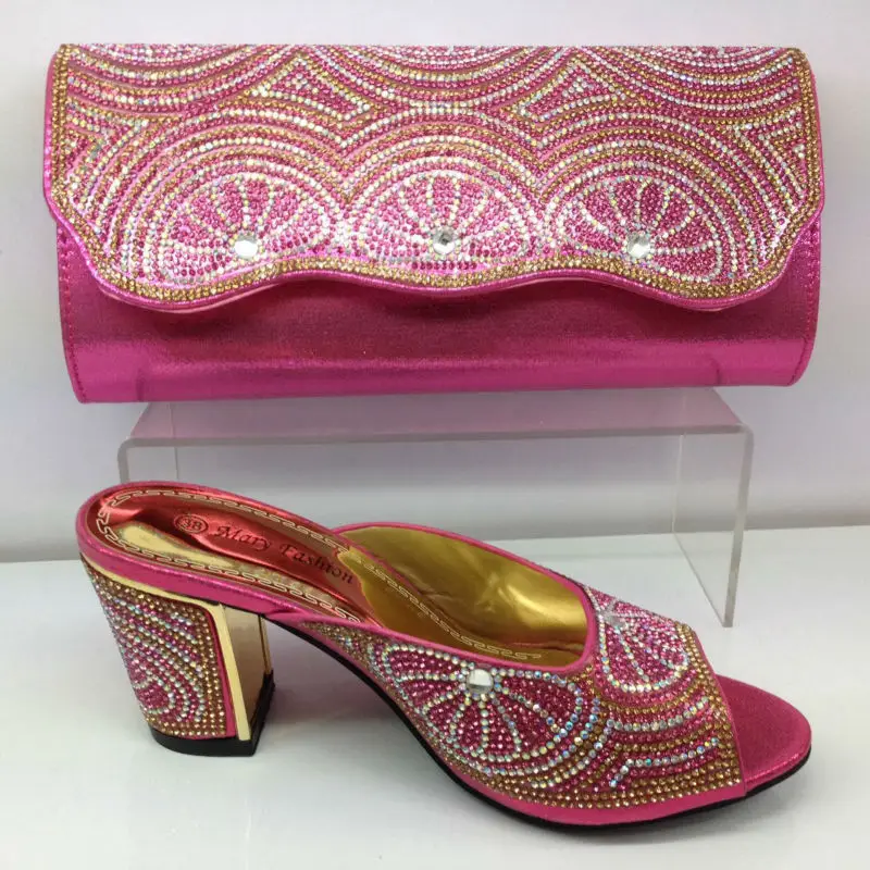ФОТО Shoes and Bag Pink Color High Quality Matching Italian Shoe and Bag MKJ61 African Party Italy Shoes Bags