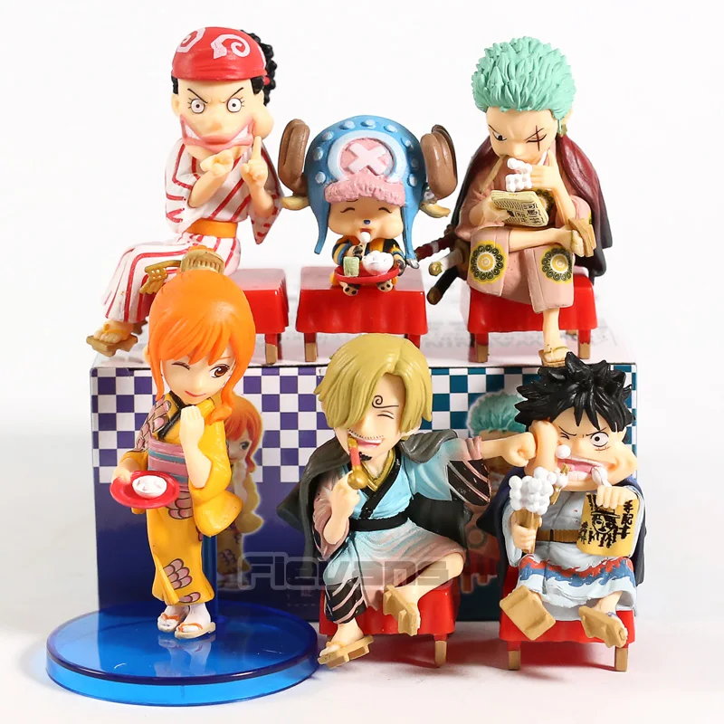 

One Piece WCF Nami Luffy Sanji Zoro Usopp Chopper Mini PVC Figures Collectible Toys Dolls 6pcs/set