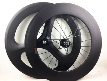 

IPLAY carbon fiber fixed gear front 3 spokes rear 88mm wheels clincher wheels carbon fiber 3 spokes wheels 88mm tubular