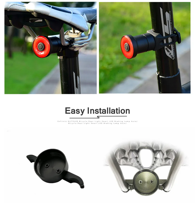 Cheap Enfitnix Cycling Bike Smart Tail Light XLite100 Bicycle Brake Sensing LED Flashlight USB Charge IPX6 Auto Start/Stop Rear Light 12