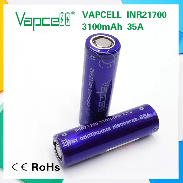 2 шт. VAPCELL INR21700 3100 мАч 35A большой дым электронный высокомощный Электрический инструмент 3,7 в литиевый IMR E-CIG батарея vs Keeppower