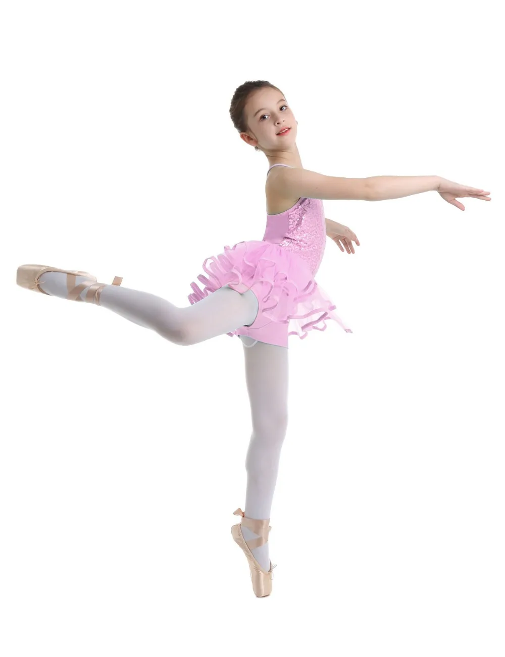 Feeshow Дети девочек гимнастический купальник балетное платье для Танцы спортивная сумка трико Сетчатое блестящее платье-пачка лиричная юбки для танцев костюмы