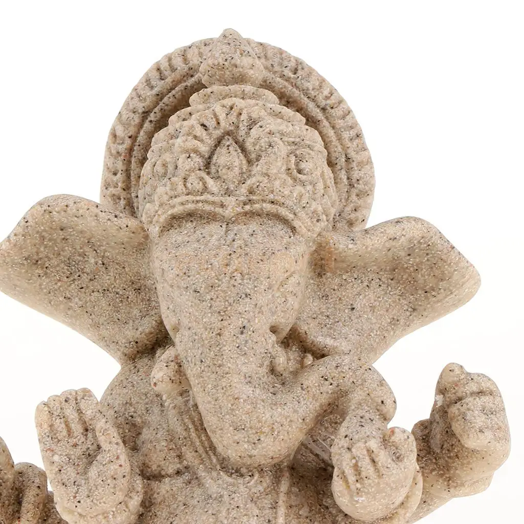 Hindu Sandstone Meditation Ganesha Elephant Sculpture Figurine for Good Blessing Xmas Gift for Friends & Family