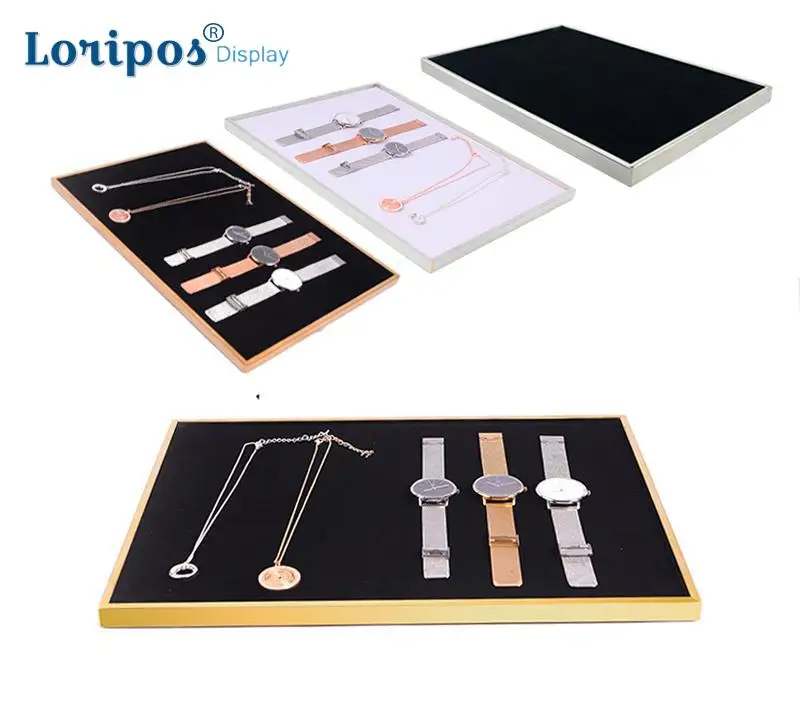 

Stainless Steel Jewelry Rack Flannel Tray Watch Key Eyewear Belt Display Props Jewelry Display Trays Jewelry Display For Shows