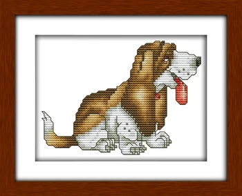 

Joy Sunday Animal Style Basset Hound Cross Stitch Kit 14ct 11ct Printed or Counted Stitching Handmade Embroidery Needlework Sets