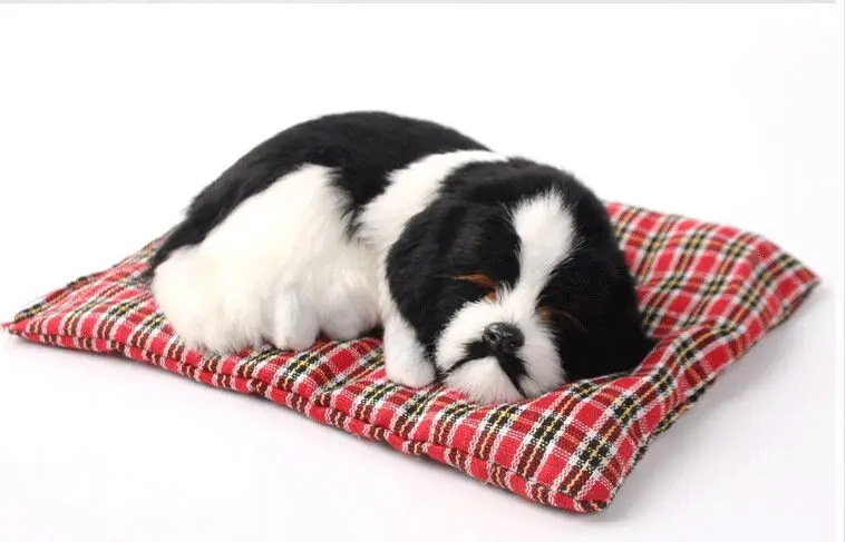 

new simulation sleeping dog model toy polyethylene & furs black dog on a mat gift about 20x15cm 0691