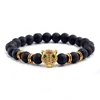 Pulsera de Lava negra, Reiki, Buda, piedra Natural, cabeza de leopardo.