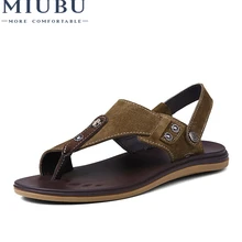MIUBU/ г. мужские модные сандалии летние мужские шлепанцы обувь из натуральной кожи пляжные Повседневные Дышащие шлепанцы Zapatos 38-46