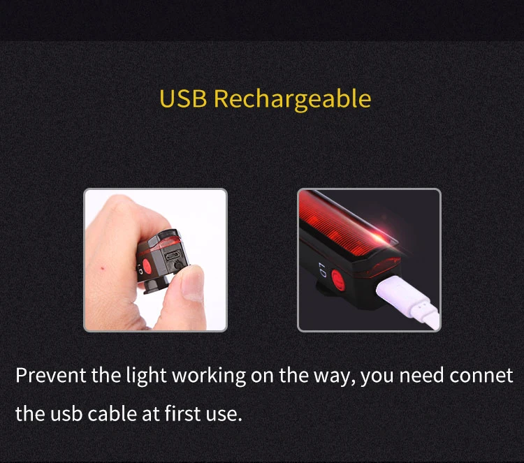 Складной лазерный светодиодный велосипед светильник спереди и сзади безопасности Предупреждение велосипедный светильник USB Перезаряжаемые хвост светильник IPX5 Водонепроницаемый велосипедный фонарь