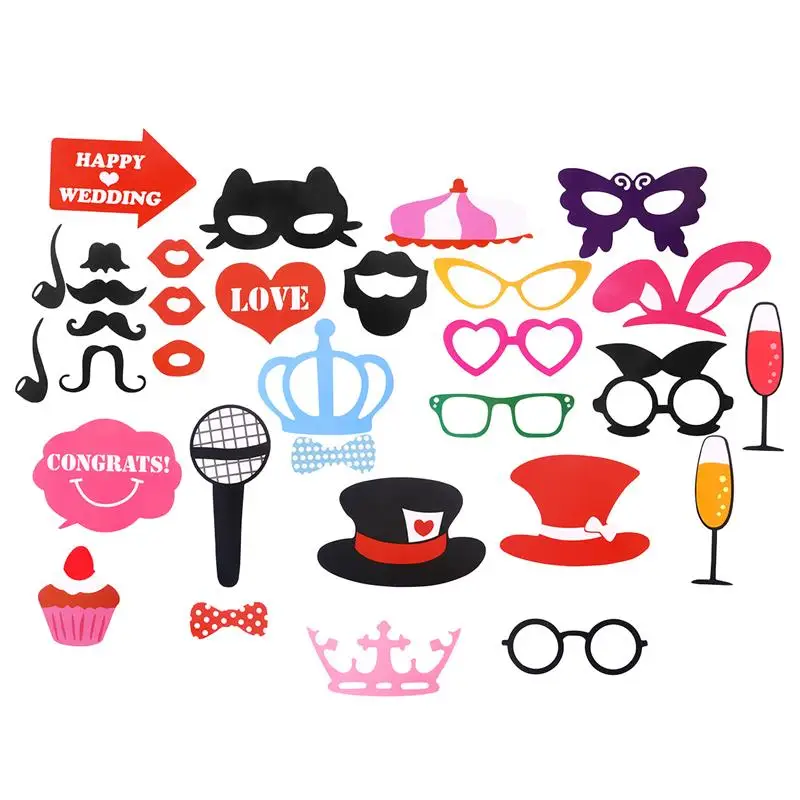 32pcs Dress Up Photo Booth Props Wedding Decoration Photobooth Kits Party Supplier Fun