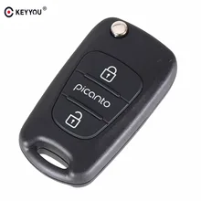 KEYYOU New 3 Buttons Flip Folding Remote Key Shell For KIA Picanto Remote key Case Fob