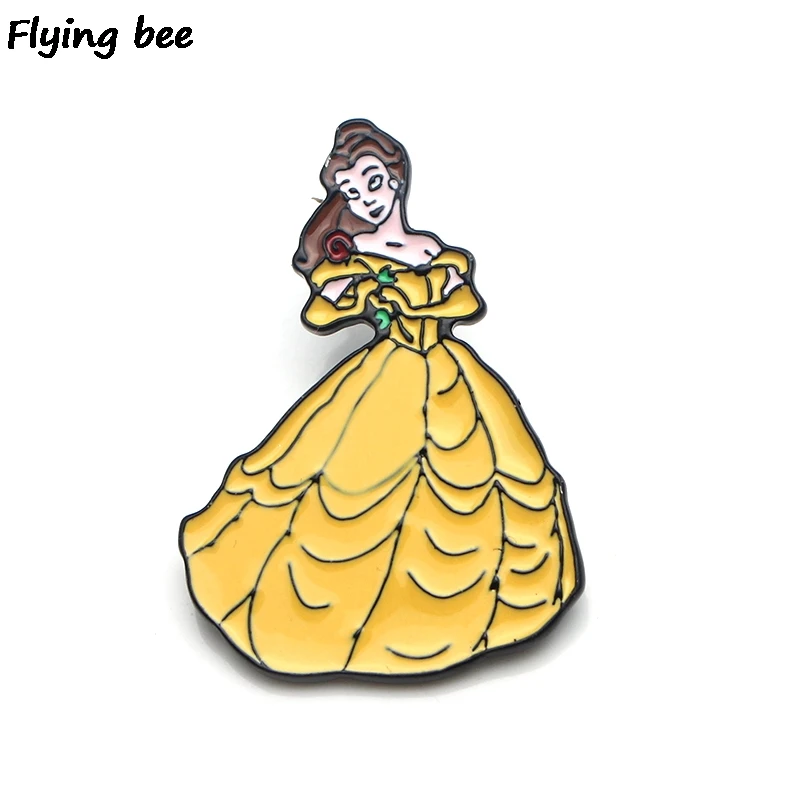 Flyingbee Красавица и Чудовище брошь, эмалированный штифт для одежды значок для рюкзака шапка личность Pin творческие булавки X0176 - Цвет: 1