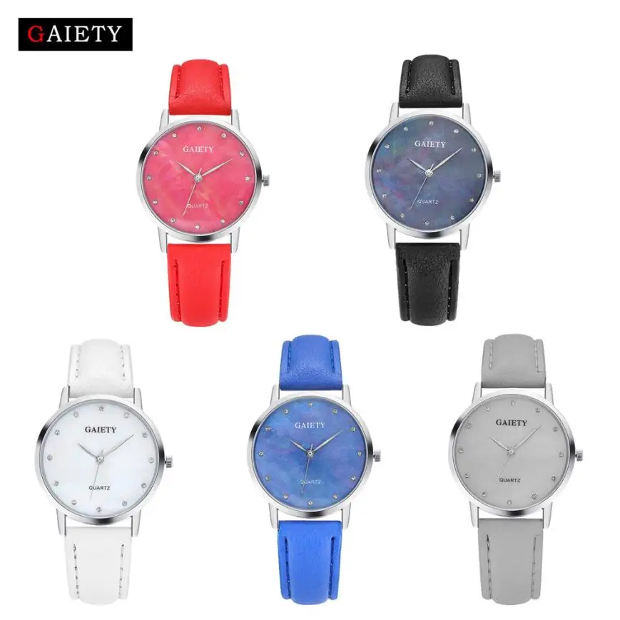 Women Fashion Leather Band Analog Quartz Round Wrist Watch Watches#95