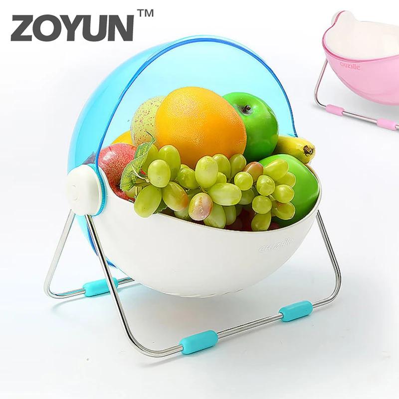 

Fruit Bowl With Lid Kitchen Creative multi-function Tray Dustproof Double-layer Drain Basket Snack Plate Plastic Candy Dish