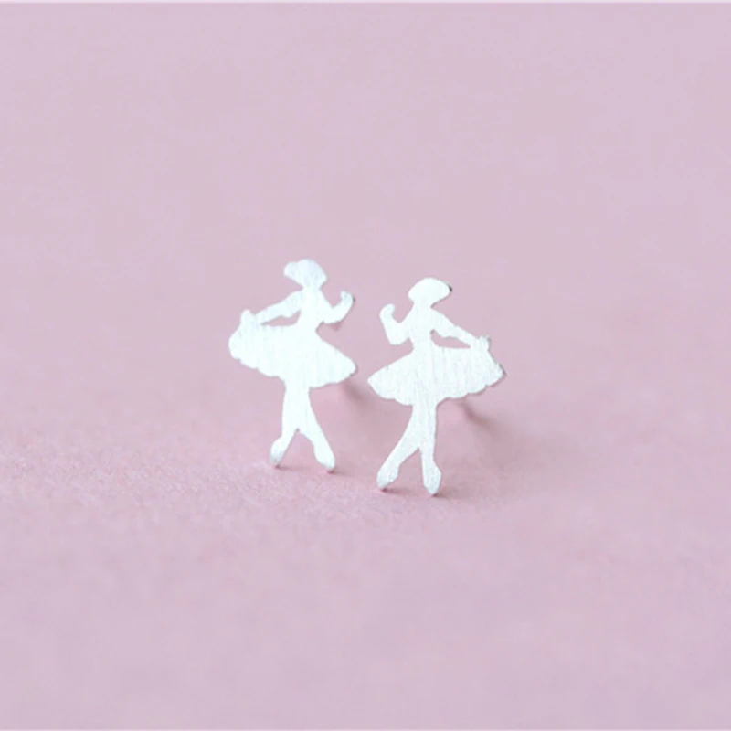 Балетная балерина серебряного цвета, серьги-гвоздики, подарок, Танцы Танцовщица, для женщин, девушек, для свиданий, особенные милые