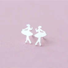 Балетная балерина серебряного цвета, серьги-гвоздики, подарок, Танцы Танцовщица, для женщин, девушек, для свиданий, особенные милые