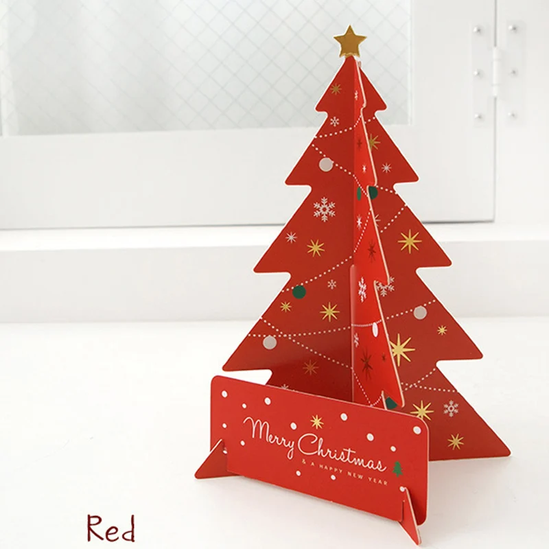 DoreenBeads Креативные 3D открытки на рождественскую елку, подарки на Рождество, открытка на Рождество, подарок на год, зеленый/красный