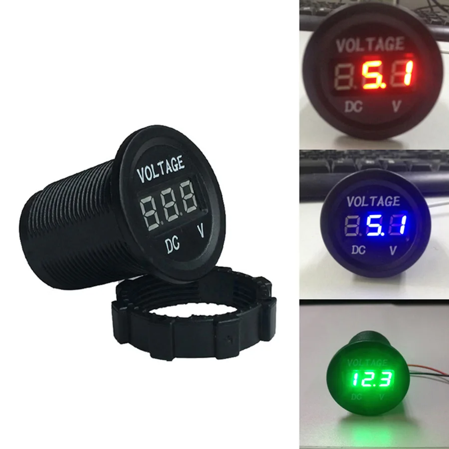 New-Waterproof-Motorcycle-Boat-Car-Truck-DC-12V-24V-LED-Voltmeter-Voltage-Meter-Universal