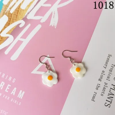 Egg Милые серьги-капли с имитацией еды, милые серьги с гамбургером, фруктом, яйцом, винным стеклом, печеньем, висячие серьги, модные ювелирные изделия для женщин - Окраска металла: Egg