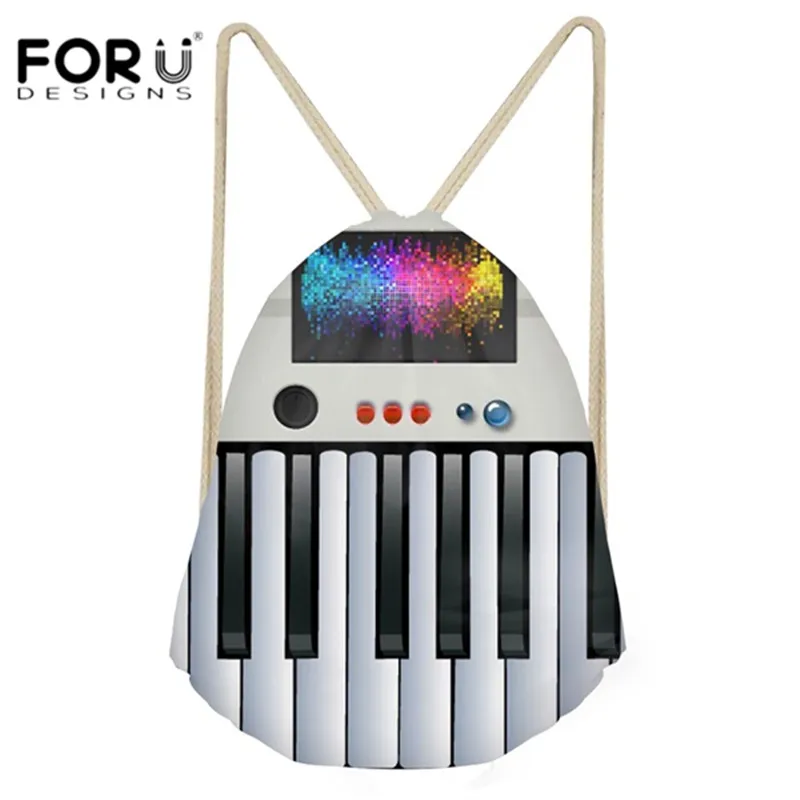 FORUDESIGNS/рюкзак для женщин с 3d музыкой и фортепианной клавиатурой принтом на шнурке