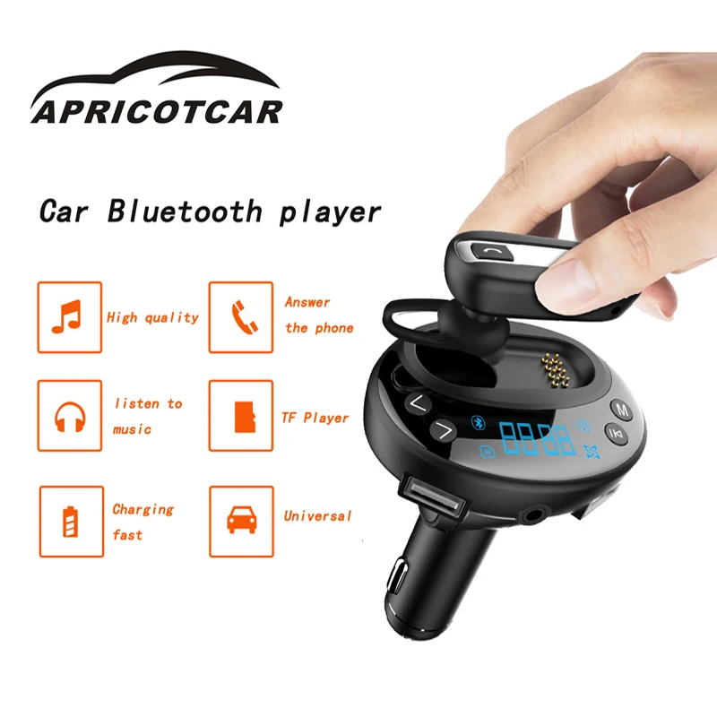 

Car Bluetooth Handsfree FM Transmitter Headset Dual USB Quick Charger MP3 High Quality Music Player with Luminous Button V8