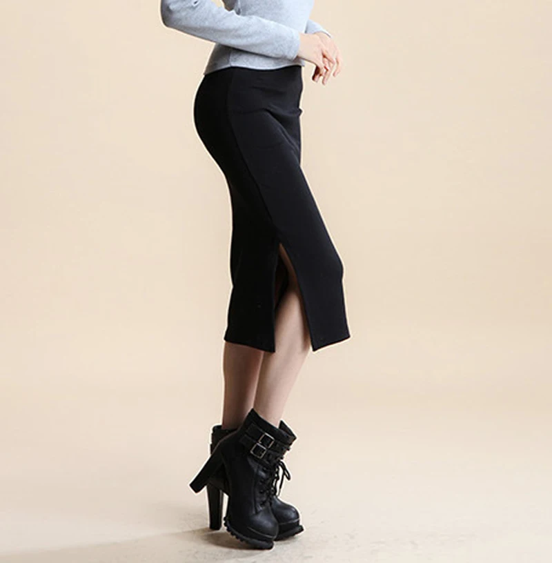

2017 Autumn Winter Sexy Women Skirts Large Size Hip Straight High elasticity Skirt Fashion Solid Color Woman Split Skirts RRT080