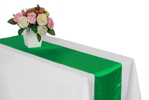 Meijuner 1 шт., Высококачественная атласная настольная дорожка, украшение стола для дома, вечерние, свадебные, рождественские украшения, доступно 22 цвета - Цвет: Dark Green