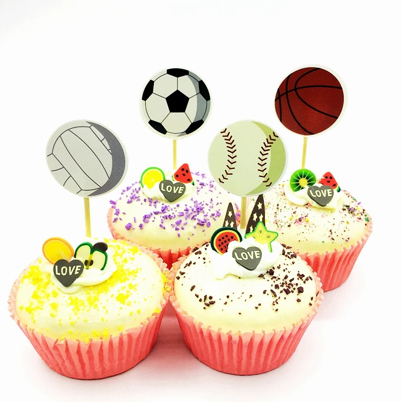 72pcs Sports Games Cake Cupcake Toppers Pick Football