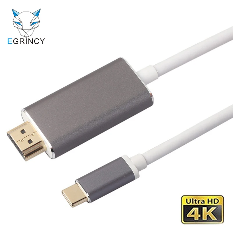

EGRINCY USB C To HDMI Adapter 4K*2K Type C USB 3.1 To HDMI Male Cable For MacBook Pro Samsung S8 Huawei Mate 10 ChromeBook Pixel