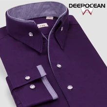 Deepocean мужские рубашки модные хлопковые рубашки мужская одежда Осень Зима Повседневная тонкая мужская деловая рубашка Топы